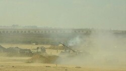 CLEAN : Israeli mobile cannons fire towards the Gaza Strip News Clip