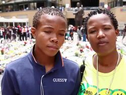 Thousands Of Mourners Leave Flowers At Nelson Mandela Square Stock Footage