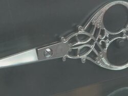 CU Shot of scissors richly decorated / Frosolone, Molise, Italy Stock Footage
