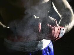 HD SUPER SLOW MO: Boxer Punching The Fists Stock Footage