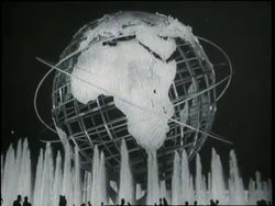A fountain bubbles beneath the Unisphere globe at the World's Fair. News Clip