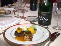 ATMOSPHERE - Table setting and dish at The Beverly Stock Footage