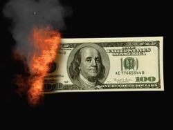 burnning money HDV side Stock Footage