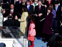 President Barack Obama is sworn into office Stock Footage