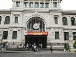 MS Shot of Central Post Office / Ho Chi Minh, Vietnam Stock Footage