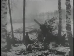 Russian soldiers fire artillery during the Leningrad Siege during World War II. News Clip