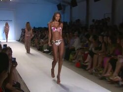 Models walk the runway during the Cia Maritima swimwear 2012 show Stock Footage