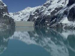 WS AERIAL View of Dams and valleys / Switzerland Stock Footage