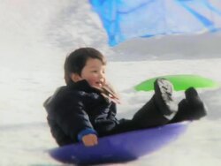 Boy Sledding 2 (HD) Stock Footage