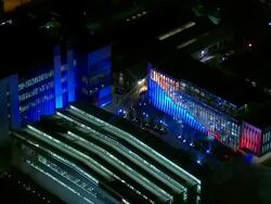 Aerials lit up Sky Studios ahead of The Battle for No 10 Debate News Clip