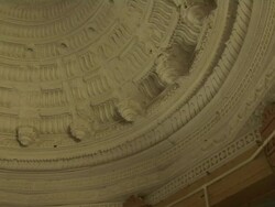 Pan left shot interior dome of temple jain temple champaner gujarat Stock Footage