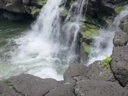 CU ZI Shot of Hoopii Falls / Kapaa, Kauai, Hawaii, United States Stock Footage