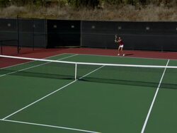 WS, CS, Two young women playing tennis, Santa Barbara, California, USA Stock Footage