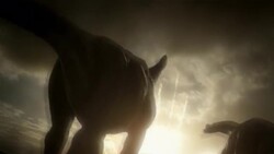 Dinosaurs watch as a meteor strikes Earth in a computer generated animation. Stock Footage