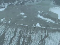 WS AERIAL View of Acid tailing pond with leaking into environment / Thompson Mine, Idaho, United States   Stock Footage