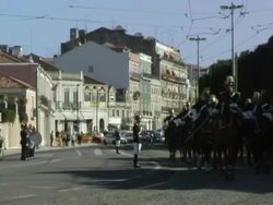 Lisbon Portugal Military Guard in Formation on Horses 2 Stock Footage