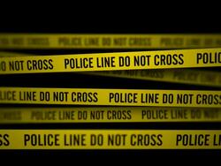 Police Line Do Not Cross In The Dark (Static Camera) Stock Footage