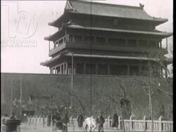 Trains, architecture and trade in Beijing, China, 1920s Stock Footage