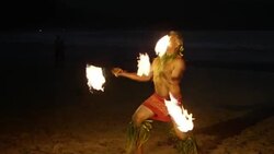 Traditional Hawaiian Fire Knife Hula Dancer Stock Footage