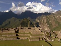 Scenic wide pan of Machu Picchu. Stock Footage