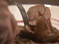 EATING A SERVED DISH Stock Footage