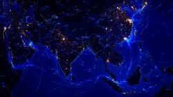 World connections. Aerial, maritime, terrestrial routes and country borders. Asia. Stock Footage