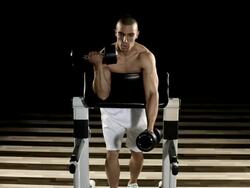 Dumbbells Biceps Curl Stock Footage