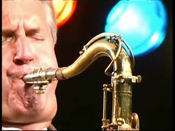 Jazz saxophonist Scott Hamilton performing, Great Britain Stock Footage