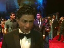 INTERVIEW: Shah Rukh Khan on how long the film took to make, the expense, wanting it to have a universal appeal at the RA One at London England. (Footage by WireImage Video/Getty Images Entertainment Video) Stock Footage