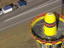 MS AERIAL Shot of South Of The Border amusement complex / South Carolina, United States Stock Footage