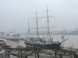 Hamburg harbour - LandungsbrÃ¼cken Stock Footage