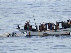 STILLS as NATO forces free 20 fishermen on Yemeni dhow News Clip