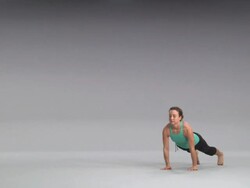 WS Women doing yoga on white stage / Portland, Oregon, USA Stock Footage