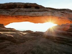 WS POV TU  Sunrise hitting sandstone through desert landscape  /  UTAH, United States  Stock Footage