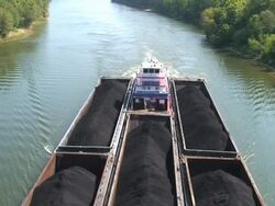 Tug Boat and Barges Stock Footage