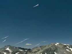 2010 AERIAL Gliders flying over snowcapped mountains / Santiago de Chile, Gran Santiago, Chile Stock Footage