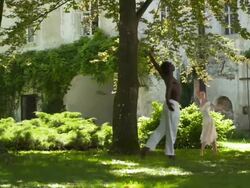 HD DOLLY: Ballet Performance In The Castle Park Stock Footage