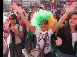 Brazilian and french fans gather head of WC quarter-final News Clip