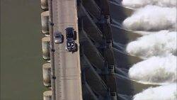 Gavins Point Dam Outflow  - Aerial View - Nebraska, Knox County, United States Stock Footage