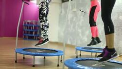 Mini trampoline lessons Stock Footage