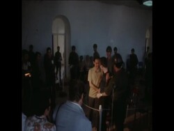 SYND 16-8-71 THE TRIAL OF MEN AND WOMEN ACCUSED OF KIDNAPPING News Clip