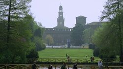 View of Sforza Castle, Milan Stock Footage