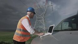Electrical Engineer using computer Stock Footage