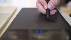 Man hand drawing in Graphics Tablet Stock Footage