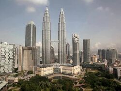  View over Kuala Lumpur City Centre (KLCC) & PETRONAS Towers, Kuala Lumpur, Malaysia, Stock Footage