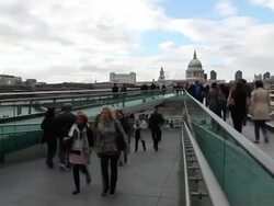 Millenium bridge, over river Thames, London Stock Footage