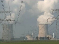 MS Shot of atomic power plant / Cattenom, Lorraine, France Stock Footage