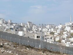 WS View of west bank defense barrier wall / Jerusalem, Judea, Israel Stock Footage