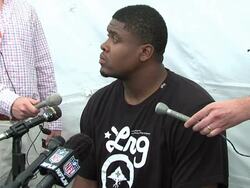 Denver Broncos tackle Ryan Clady Stock Footage