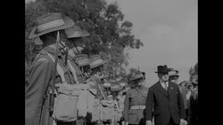 Australian government official inspects troops in Australia before they leave for Korean War News Clip